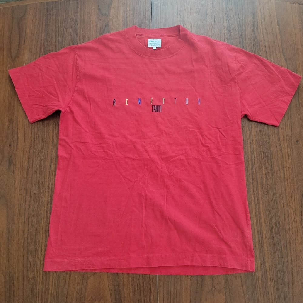 United Colors Of Benetton Bright Red Tee with Multicolor Logo - Picture 2 of 5